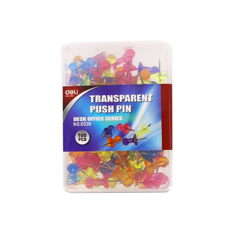 Deli Transparent Push Pin 100pcs