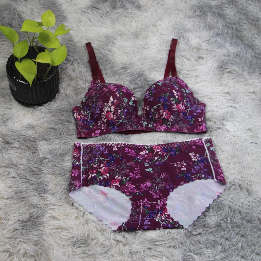 Lynsy Floral Print Bra & Panty Set (809)